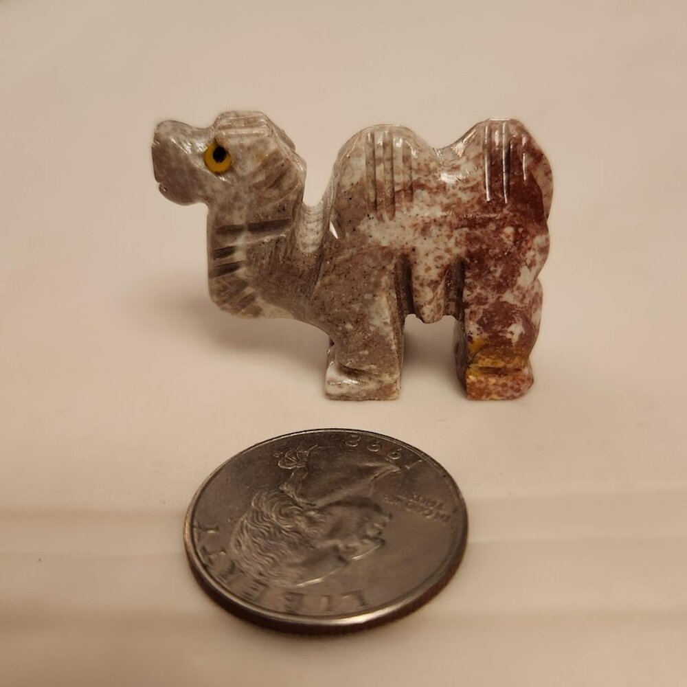 New Hand-Carved Soapstone Camel Figurine Rock Mineral Steatite Sculpture Folk Ar